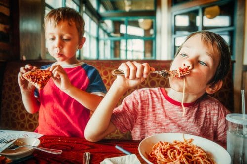 Children eating in restaurant