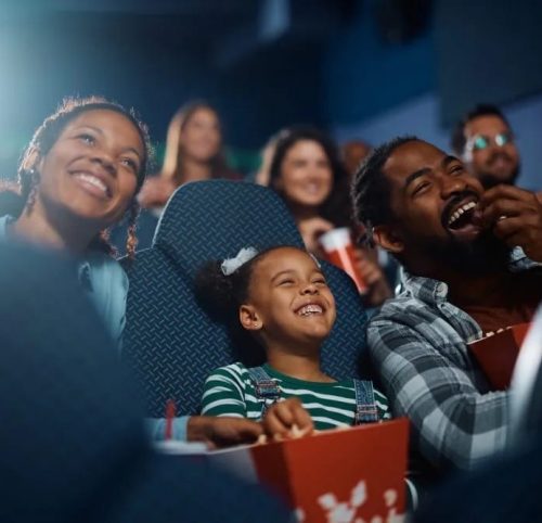 ODEON Cinema family with popcorn