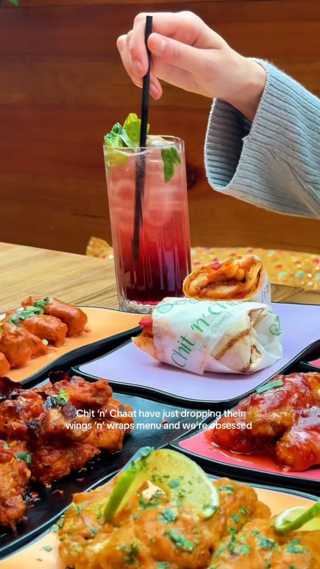 New at @chit_n_chaat 👀🍗Wings and wraps just got a serious upgrade…🔥 8 wings from just £4.99
🌯 Wraps for £4.99Choose from hot honey, butter chicken, lemon and herb or naga chilli if you’re feeling brave 🌶️Consider your next food stop sorted!